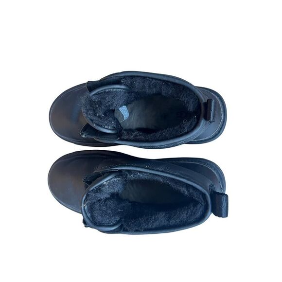 UGG ULTRA BLACK MATTE NEUMEL PLATFORM LEATHER WOOL BOOTS 10 WOMEN MSRP $225 - Picture 11 of 13